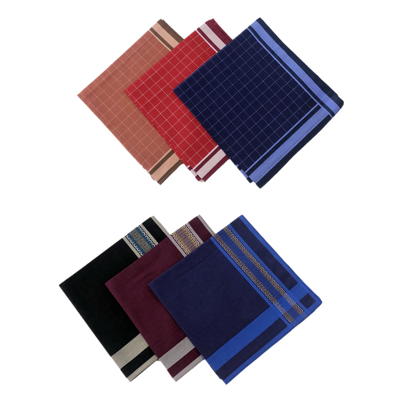 Handkerchief Cotton Men - 6개입 다크 플래드 손수건 부드러운 남성용