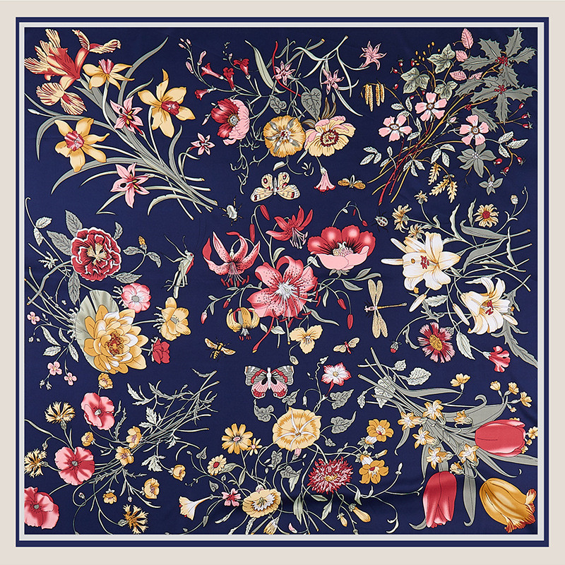 Scarf Silk Square - POBING 능 직물 실크 스카프 여성