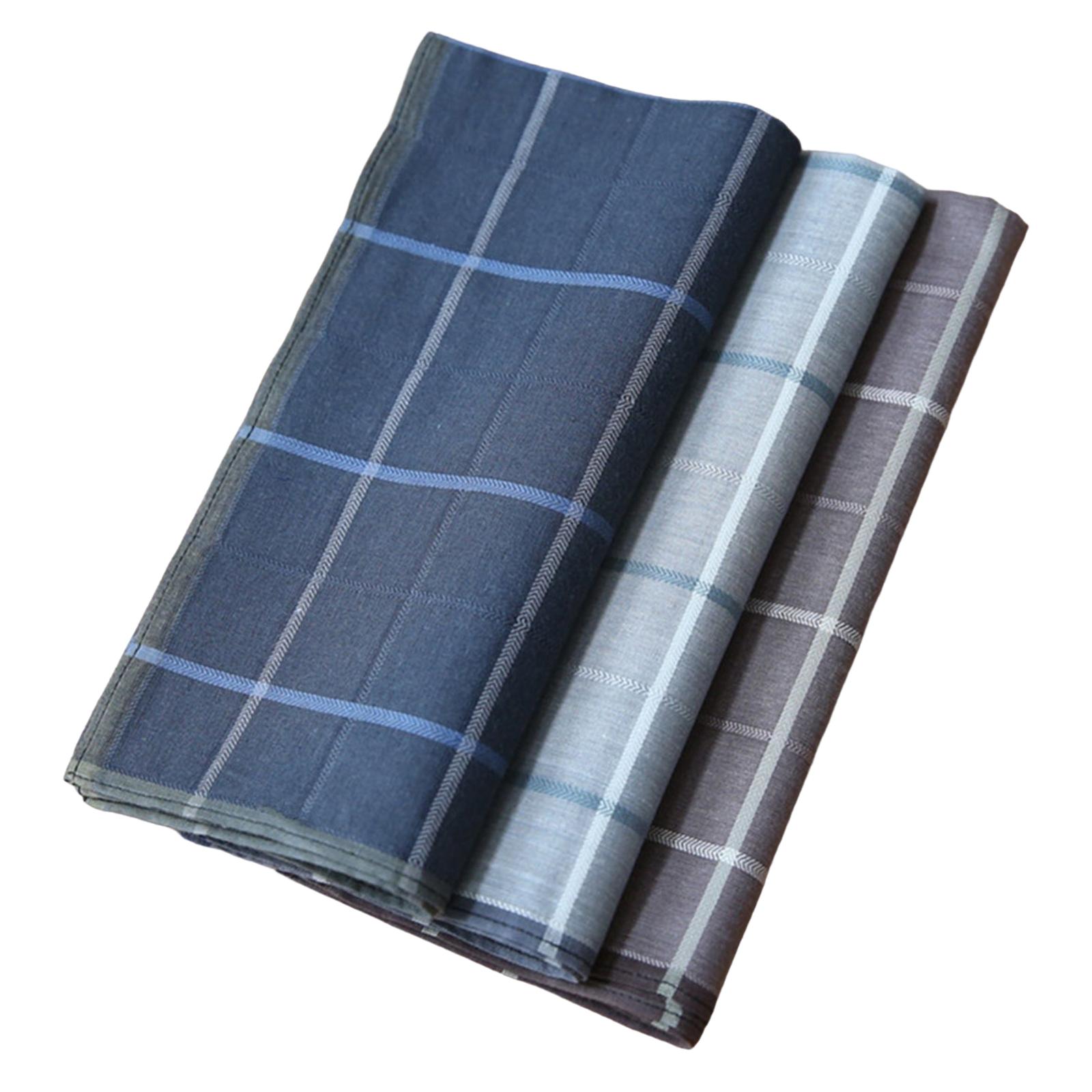 Handkerchief Cotton Men - 남성용 손수건 3개 세트, 체크무늬 손수건,