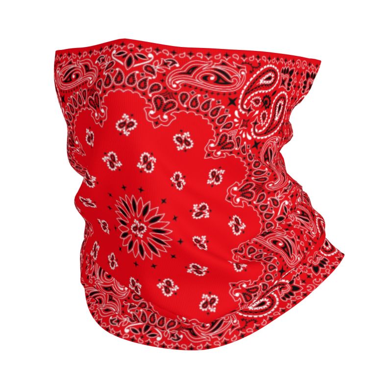 Neck Warmer Tube - 레드 페이즐리 아트 밴다나 패턴 겨울