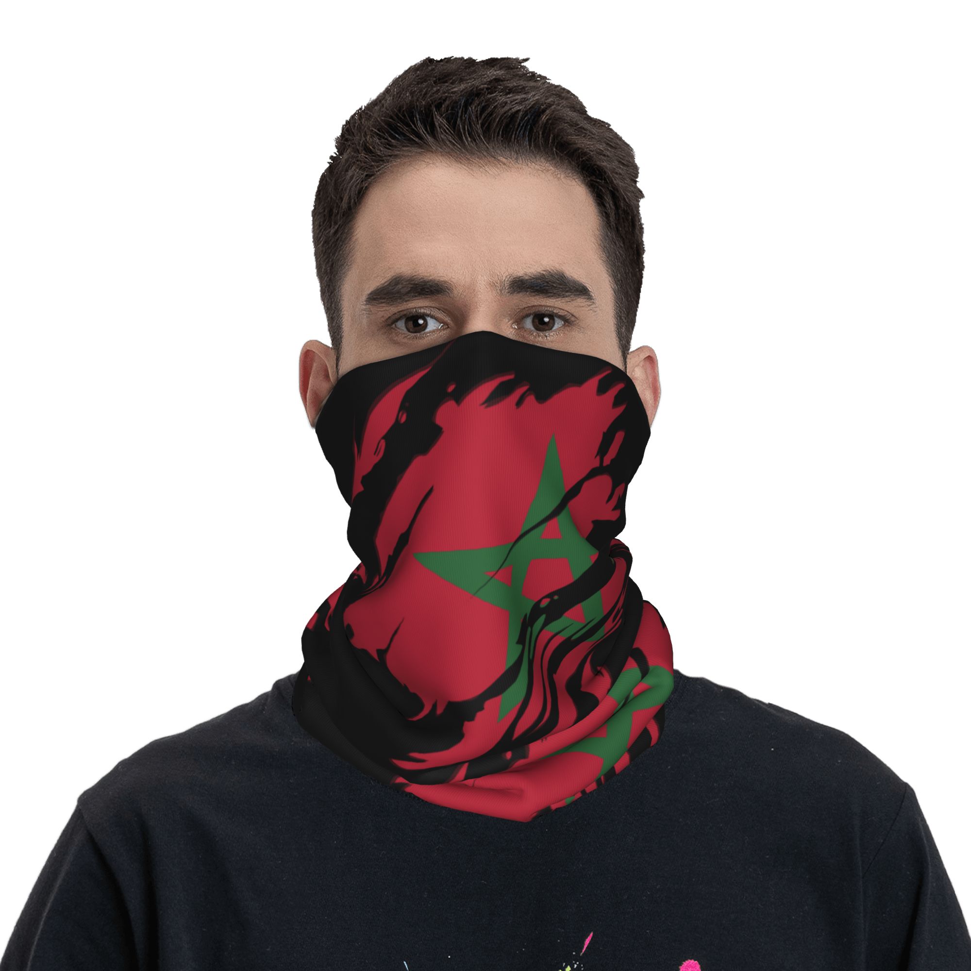 Neck Warmer Tube - 맞춤 제작된 모로코 국기 무늬의 헝겊