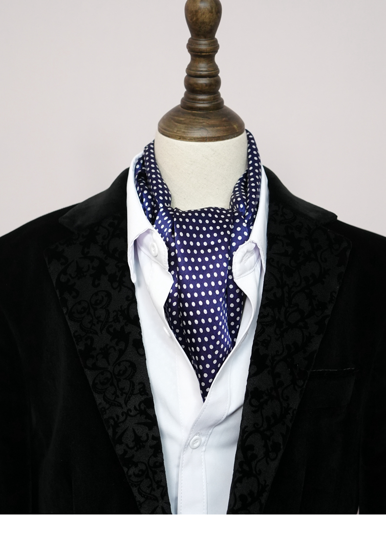 남성용 100% 실크 스카프, 폴카 도트, 더블 레이어 - Ascot Neck Scarf 리뷰 및 가격