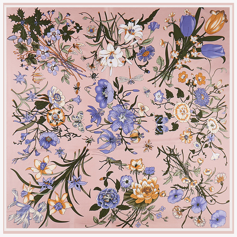 POBING 능 직물 실크 스카프 여성 꽃 인쇄 스퀘어 - Scarf Silk Square 리뷰 및 가격