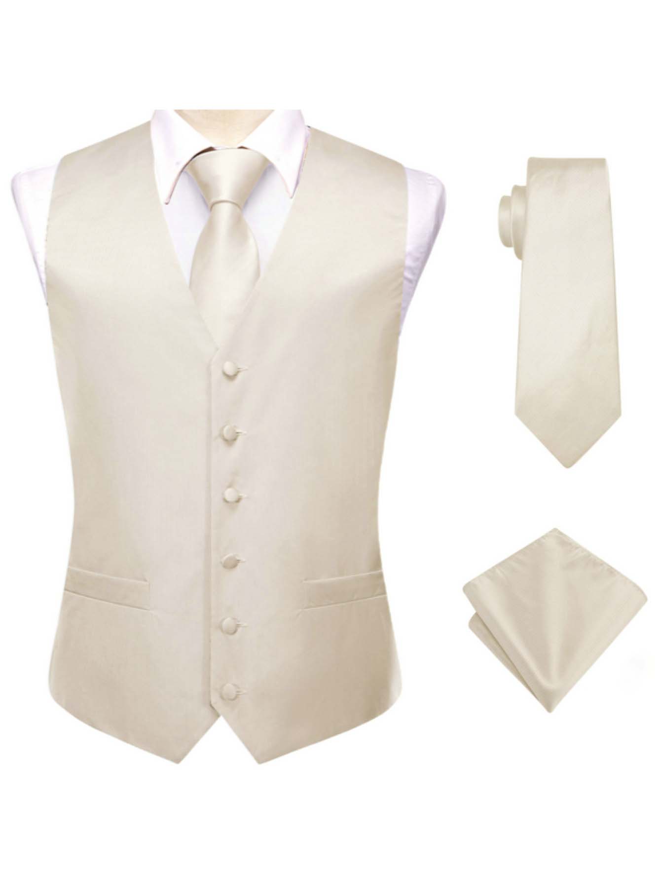 남성용 살구색 자카드 조끼 3종 세트 (조끼, 넥타이, - Pocket Square Set 리뷰 및 가격