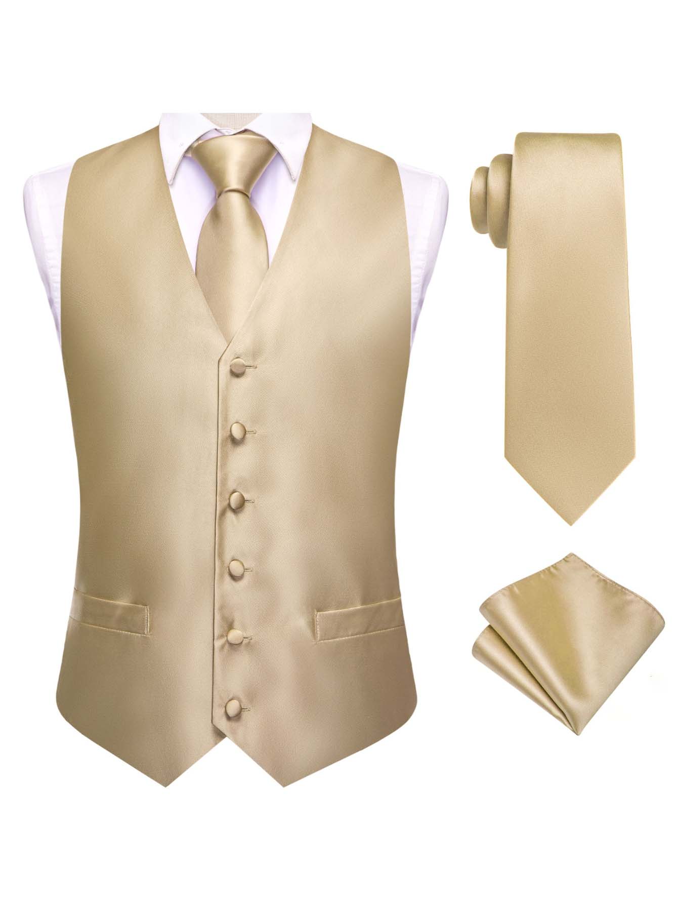 남성용 살구색 자카드 조끼 3종 세트 (조끼, 넥타이, - Pocket Square Set 리뷰 및 가격