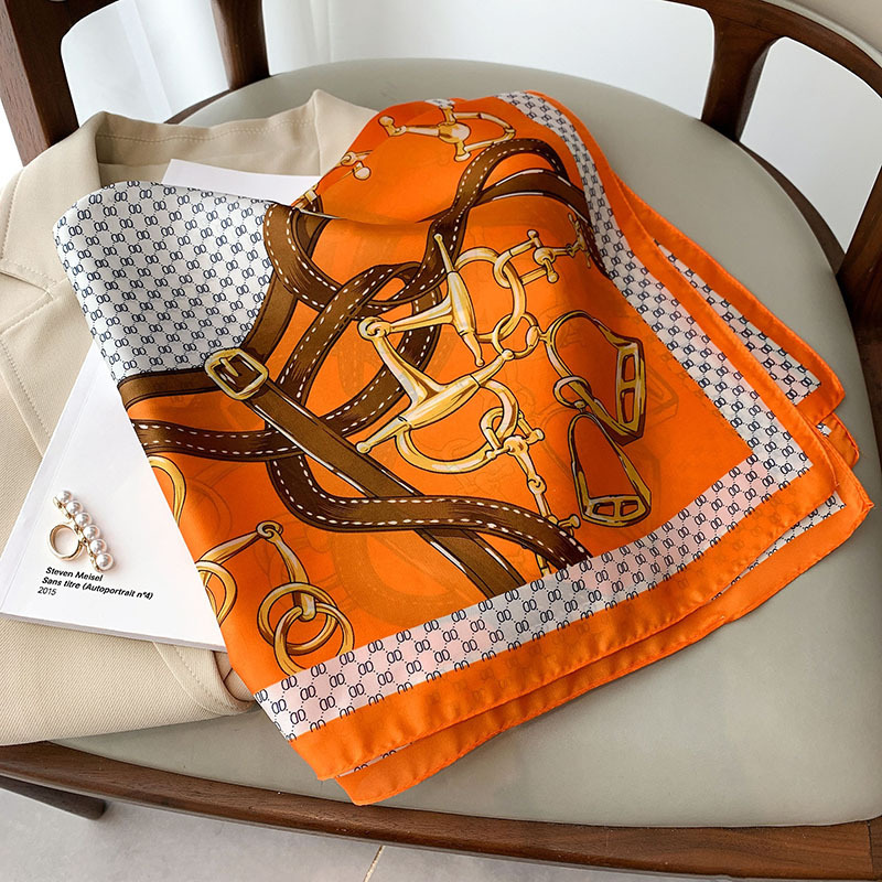 70cm 체인 인쇄 실크 새틴 헤어 스카프 여성 손수건 - Ascot Neck Scarf 리뷰 및 가격