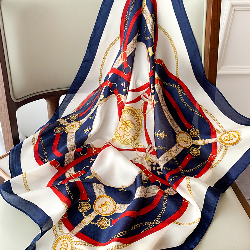 70cm 체인 인쇄 실크 새틴 헤어 스카프 여성 손수건 - Ascot Neck Scarf 리뷰 및 가격