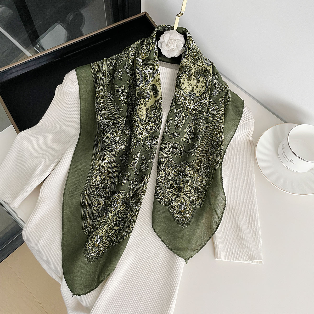 새로운 패션 70X70cm 여성 스카프 페이즐리 인쇄  - Bandana Cotton 리뷰 및 가격